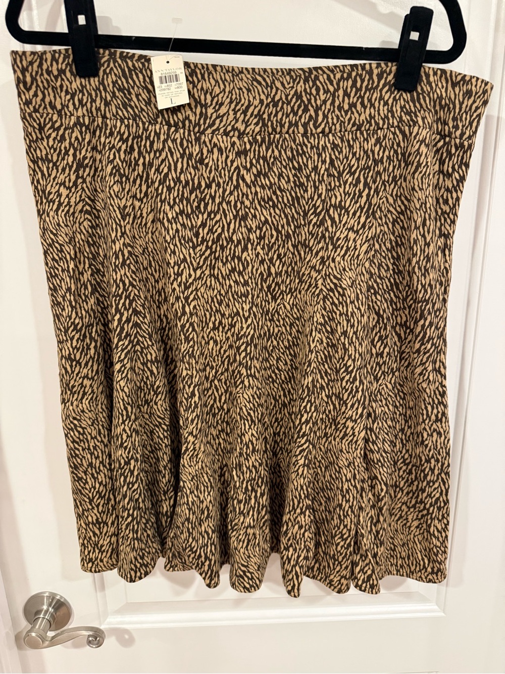 Ann Taylor Tan and Black animal Printed Skirt midi length - NEW